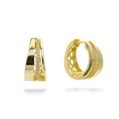 Pozlacené kruhové náušnice 1,8cm zdobené zirkony