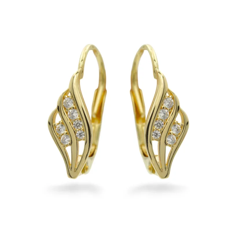 Zlaté patentové náušnice s čirými zirkony 1,55g