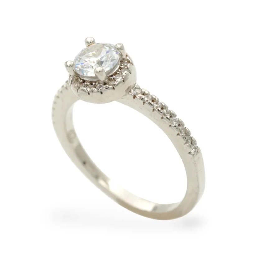 Stříbrný prsten s čirými zirkony Clarity