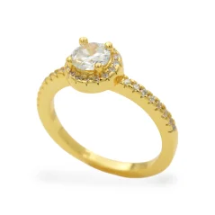 Stříbrný pozlacený prsten se zirkony Clarity