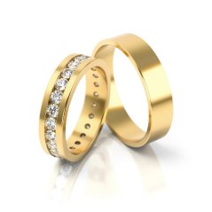 Luxusní zlatý snubní set s laboratorními diamanty