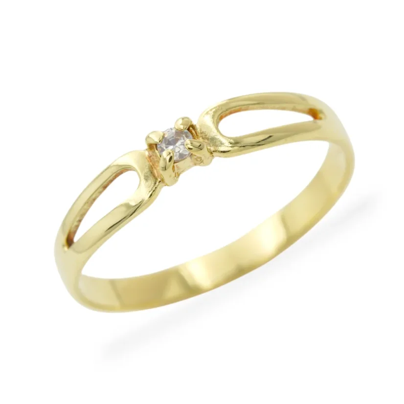 Jemný zlatý zásnubní prsten se zirkonem 1,16g