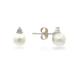 Stříbrné náušnice s perlou a zirkonem