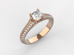 Luxusní zásnubní prsten z růžového zlata s lab grown diamantem