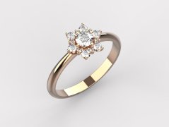 Halo prsten s přírodními diamanty z růžového zlata