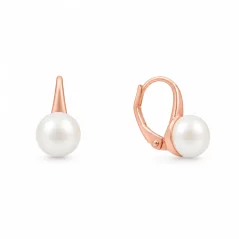 Stříbrné patentové náušnice s perlou rose gold