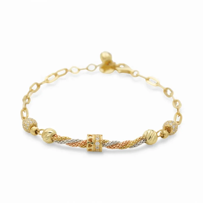 Zlatý náramek kombinovaný zdobený 17-18cm 4,78g