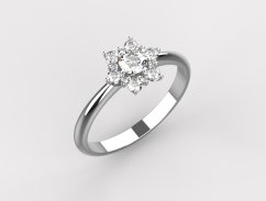 Halo prsten s přírodními diamanty ze bílého zlata