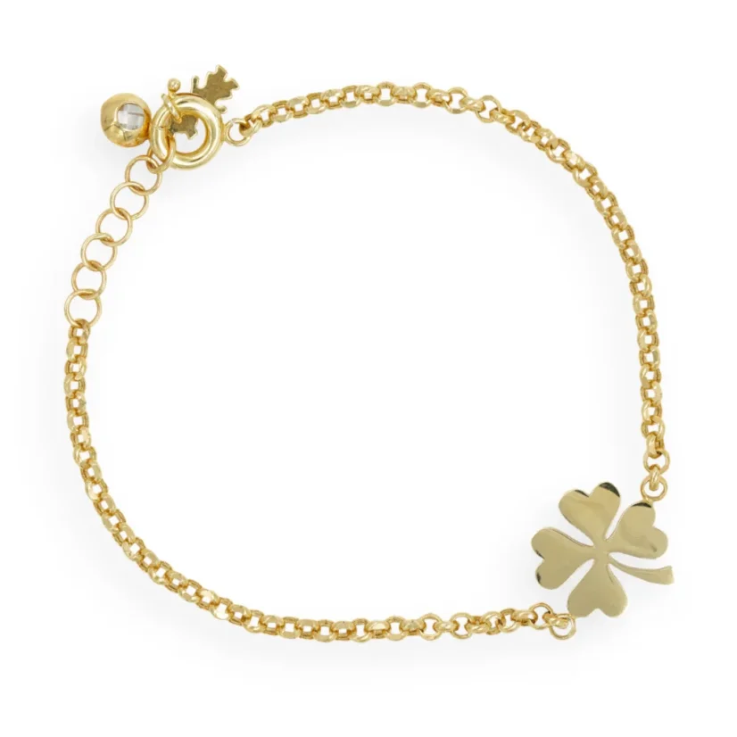 Zlatý náramek Rolo se čtyřlístkem 18 - 20cm 4,16g