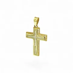 Zlatý přívěsek Křížek s bílými kamínky 3,34g
