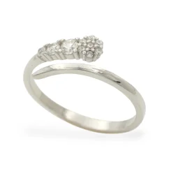 Stříbrný otevřený prsten se zirkony