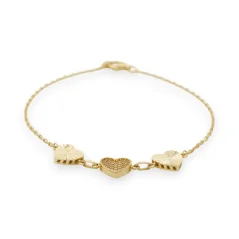 Zlatý náramek se srdíčky s kamínky 18-19cm 2,49g