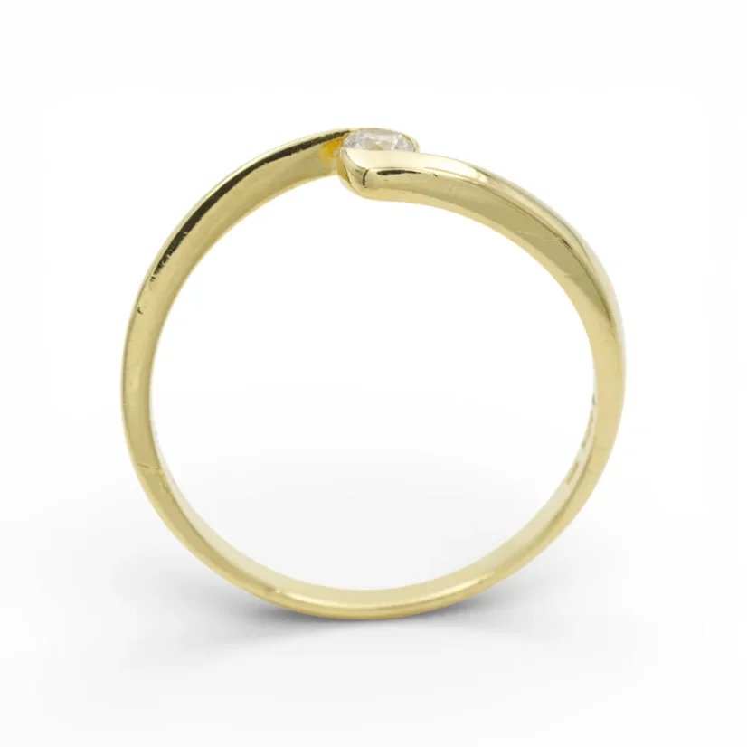 Zlatý zásnubní prsten s čirým zirkonem 1,63g