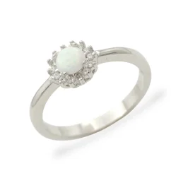 Stříbrný prsten s opálem a zirkony