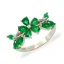 Stříbrný květinový prsten se zelenými zirkony - Velikost: 56