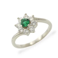 Stříbrný prsten s květinou z barevných zirkonů