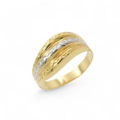 Zlatý prsten kombinovaný gravírovaný