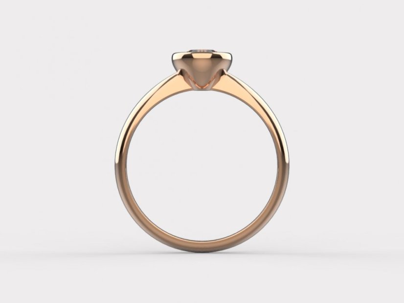 Zásnubní prsten bezel s lab grown briliantem v růžovém zlatě