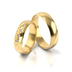 Set zlatých snubních prstenů s brilianty