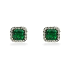 Stříbrné peckové náušnice s smaragdovými zirkony