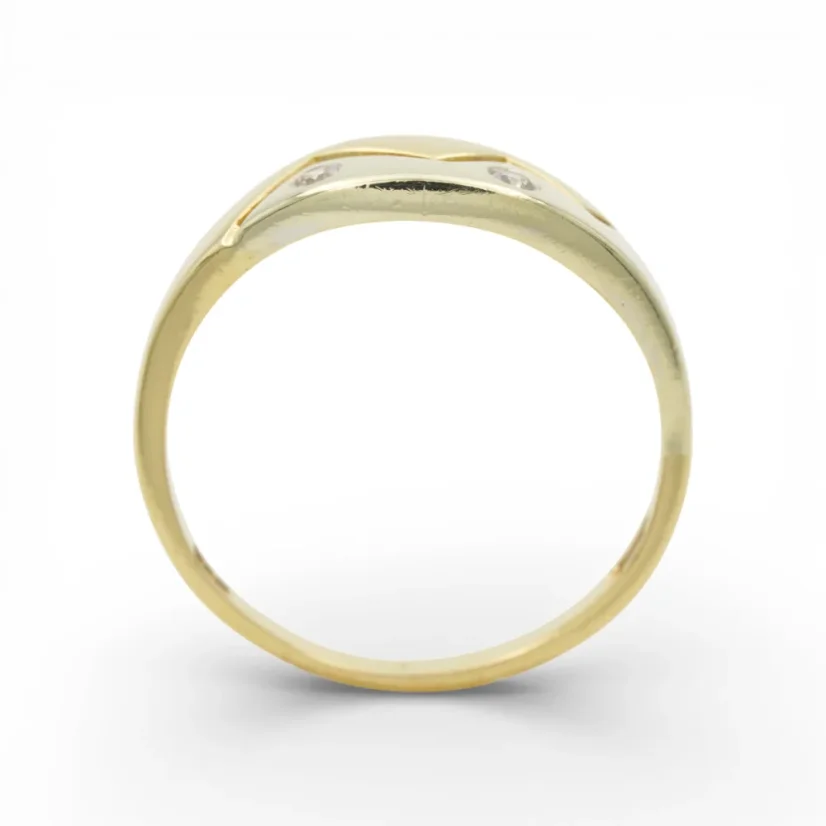 Zlatý prsten se dvěma zirkony 2,41g