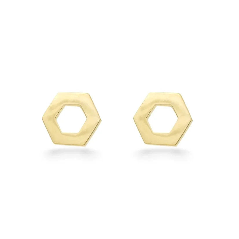Moderní zlaté peckové náušnice Hex 1,19g