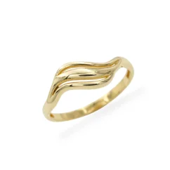 Elegantní zlatý prsten s vlnkou
