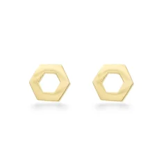 Moderní zlaté peckové náušnice Hex 1,19g