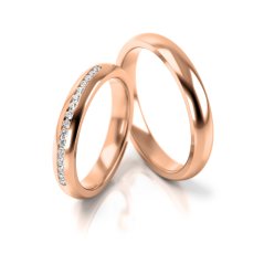 Minimalistická souprava snubních prstenů s diamanty