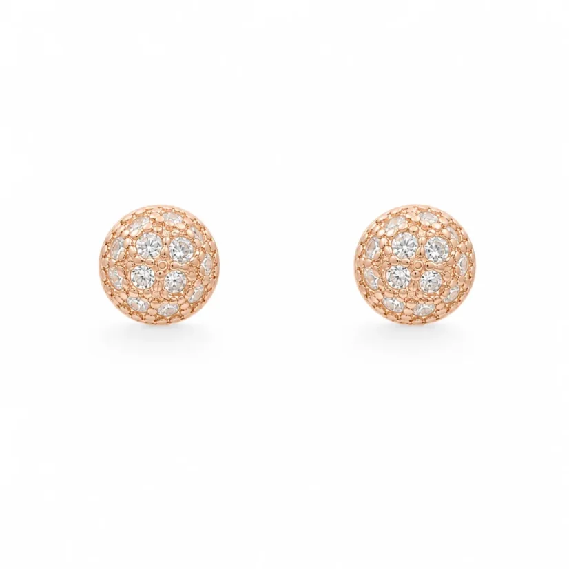 Drobné peckové náušnice rose gold se zirkony