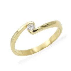 Zlatý zásnubní prsten s čirým zirkonem 1,63g