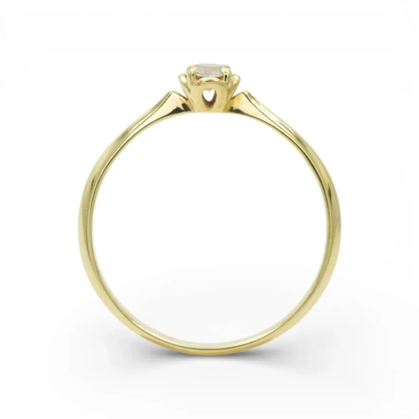 Jemný zlatý prsten s čirým zirkonem 1,05g