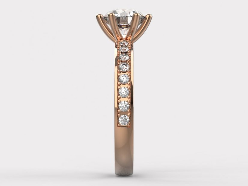 Luxusní zásnubní prsten s 1 ct diamantem v růžovém zlatě