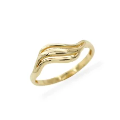 Elegantní zlatý prsten s vlnkou