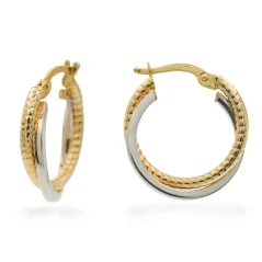 Zlaté náušnice Kruhy 1,8cm kombinované gravírované 2,06g