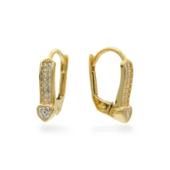 Zlaté náušnice se srdíčkem a zirkony 2,22g