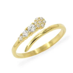 Stříbrný pozlacený otevřený prsten se zirkony