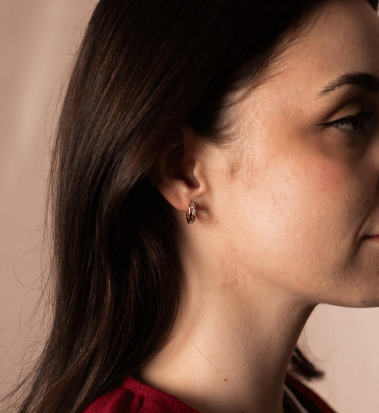 Zlaté náušnice Kruhy 1,3 cm kombinované 2,32g