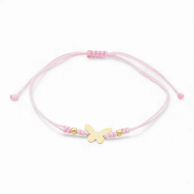 Šňůrkový náramek se zlatem Motýl