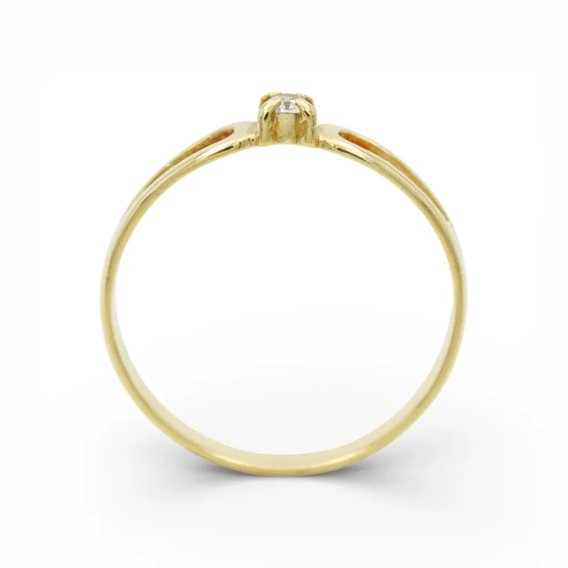 Jemný zlatý zásnubní prsten se zirkonem 1,16g