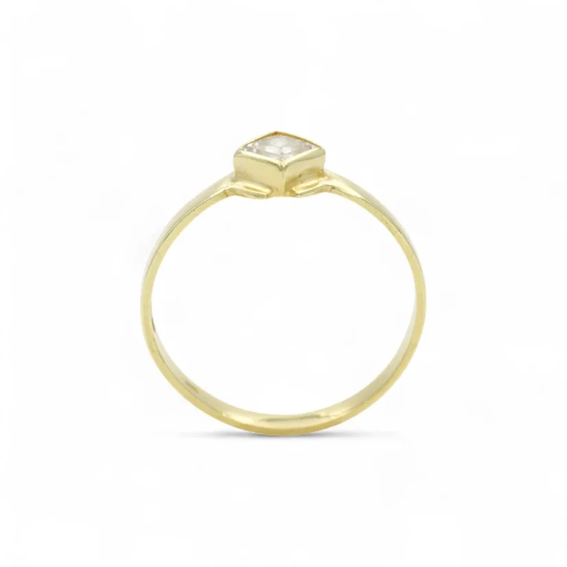 Zlatý zásnubní prsten s čirým zirkonem 1,41g
