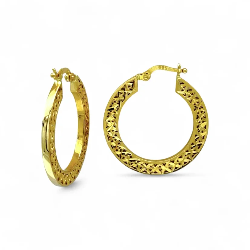 Luxusní zlaté náušnice Kruhy 1,9 cm zdobené 4,50g