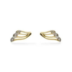 Zlaté náušnice kombinované Křídla s kamínky 1,04g