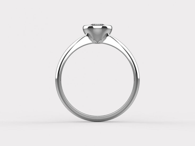 Zásnubní prsten bezel s lab grown briliantem v bílém zlatě