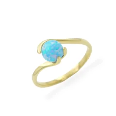 Zlatý prsten s modrým opálem