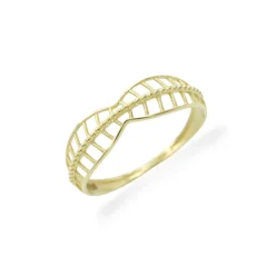 Celozlatý prsten s moderním vzorem