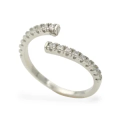 Designový otevřený stříbrný prsten se zirkony