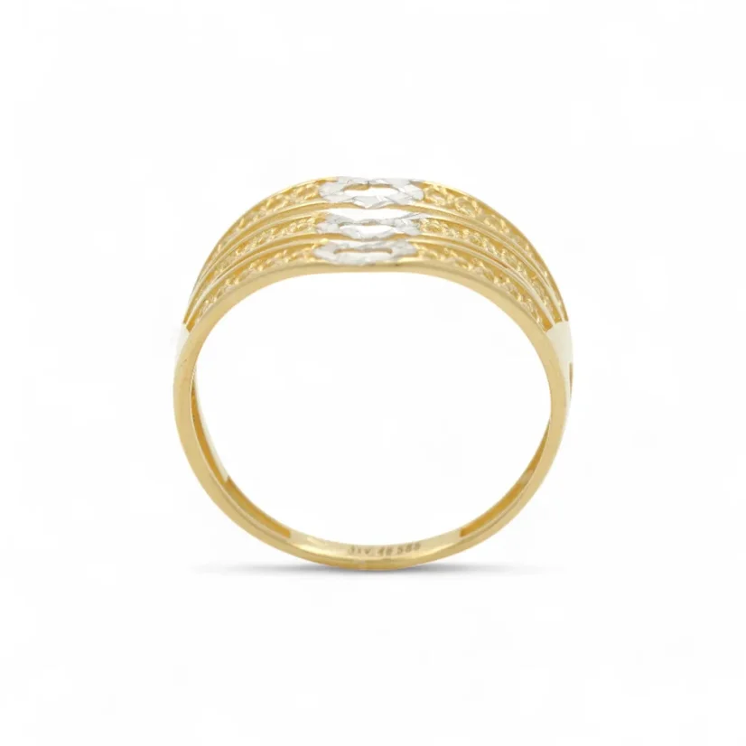 Zlatý prsten kombinovaný trojitý se Srdíčky