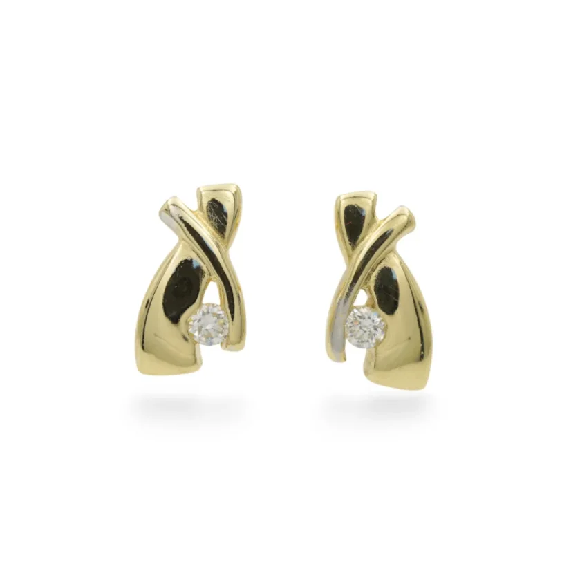 Elegantní zlaté náušnice pecky se zirkony 1,45g