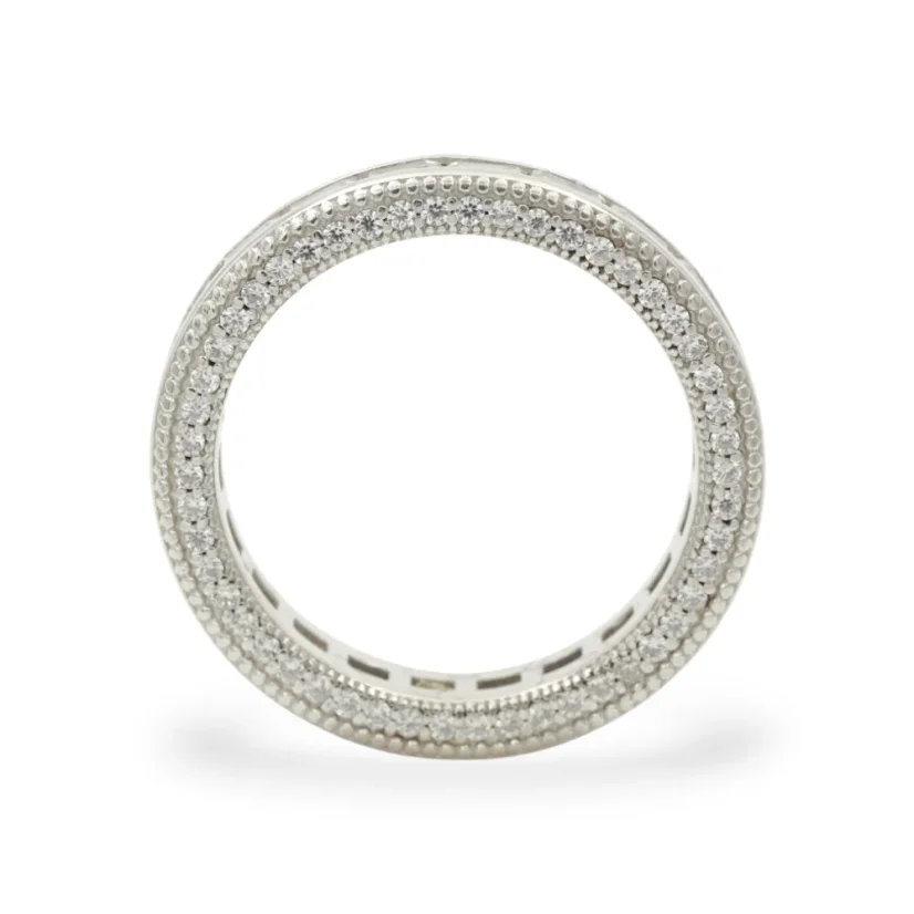 Stříbrný prsten s čirými zirkony - Velikost: 56